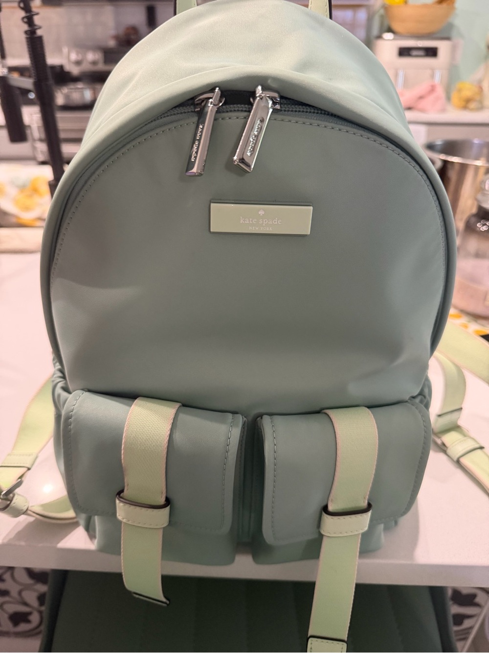 kate spade Mint Green Mini Backpack with Front Pockets